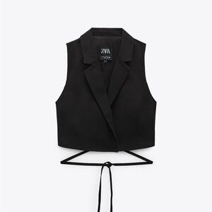 Beautiful Zara Black Linen Tailored Vest size S